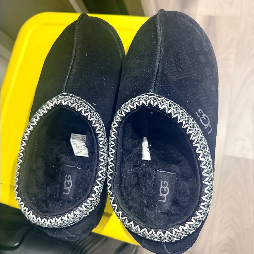 UGG Black Slippers with Metallic Trim